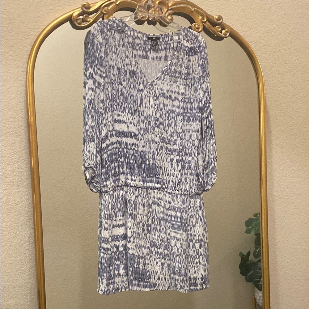 H&M Blue and White Patterned Dress Size 10